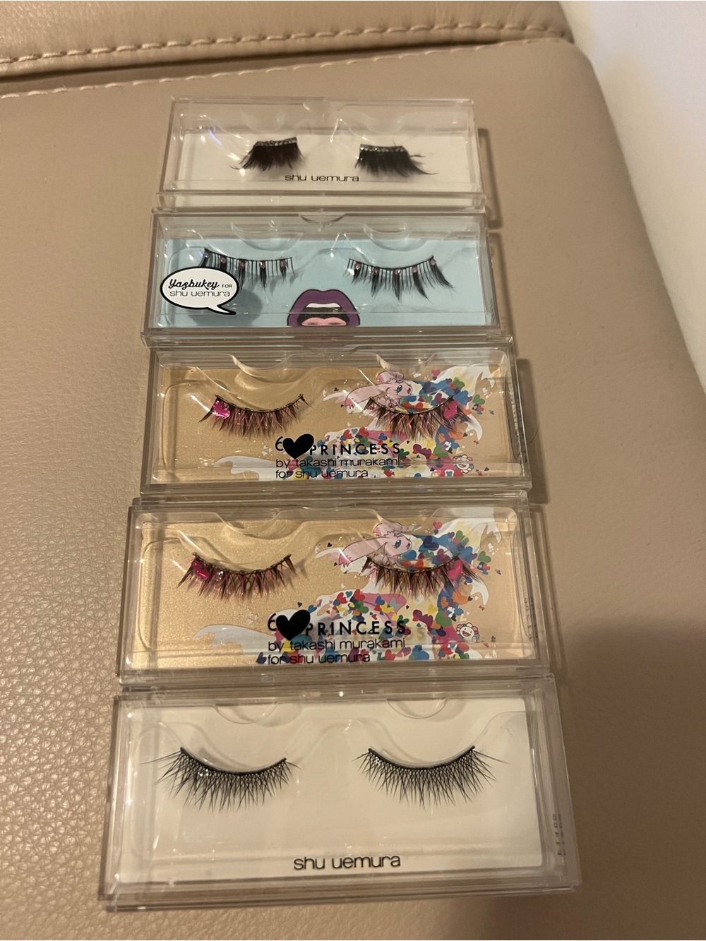 Shu Uemura False Eyelash Set with Black Lashes and Pink Accents